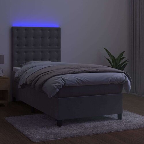  Box spring s madracem LED svjetlosivi 90x190 cm bar&amp;scaron;un Slike