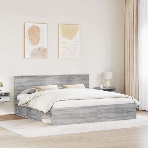  Okvir za krevet s uzglavljem Siva Sonoma 200 x 200 cm Slike