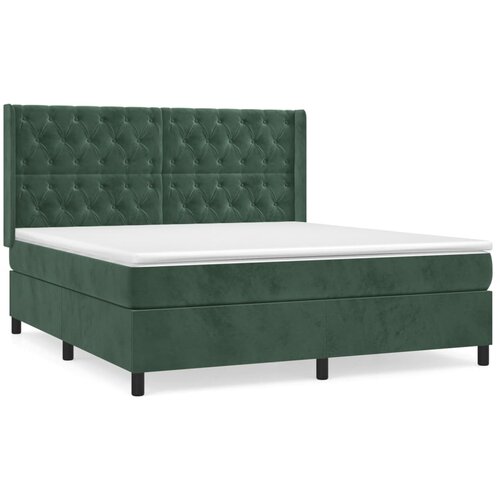 Maison Chic Box spring postelja - Vzmetna postelja z vzmetnico temno zelena 160x200 cm žamet SL8740, (21904371) Cene