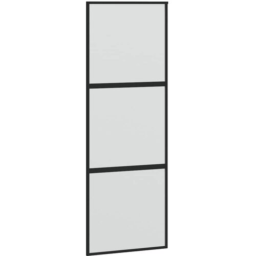  Klizna vrata crna 76x205 cm od kaljenog stakla i aluminija Slike