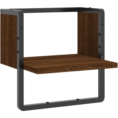 VidaXL Stenska polica s prečko rjavi hrast 30x25x30 cm, (20915481) Slike