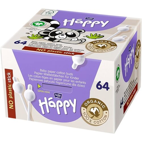 Bella Baby Happy 100% organic cotton vatne paličice za otroke 64 kos Cene