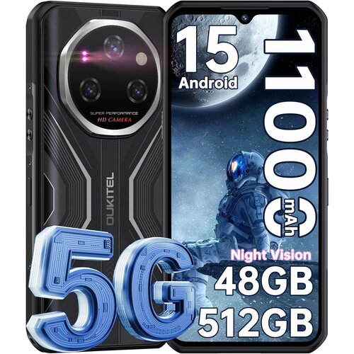 Oukitel WP55 Pro 5G 48/512GB Dimensity 7025, črna pametni robustni telefon Android 15, 120Hz 6.6&amp;quot; FHD+, (5000011634) Slike