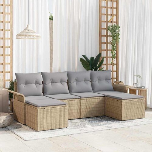  Sjedeća garnitura za vrt 6 kom. Bež poliratan 251 x 117 x 85 cm Slike