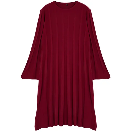 Trendyol Curve Plum Corded Crew Neck Knitwear Dress