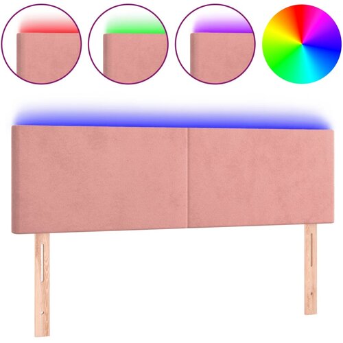 Maison Chic led posteljno vzglavje - vzglavna omarica - nočna omarica roza 144x5x78/88 cm žamet, (21707159) Slike