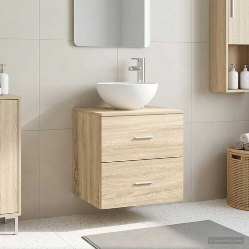  Umivaonik s montiranjem na zid Hrast sonoma 49,5 x 35 x 63 cm Cene