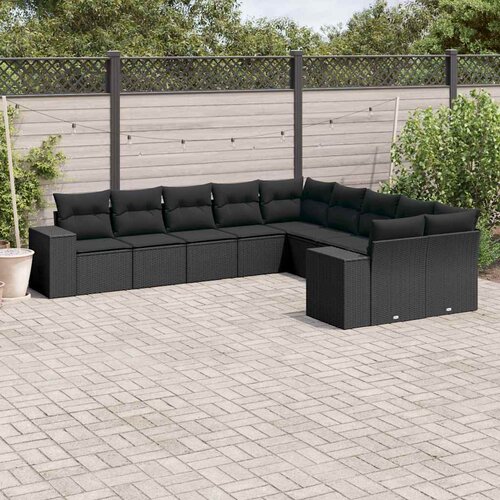  10-dijelni set vrtnih sofa s jastucima crni od poliratana Crna 83 x 62 x 69 cm Cijene