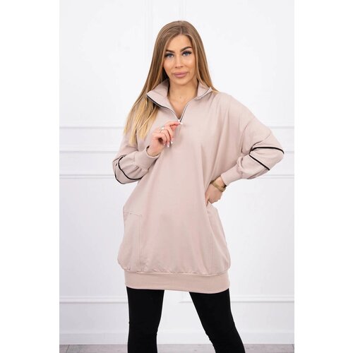 Kesi marka niezdefiniowana Sweatshirt with zipper and pockets beige Cene
