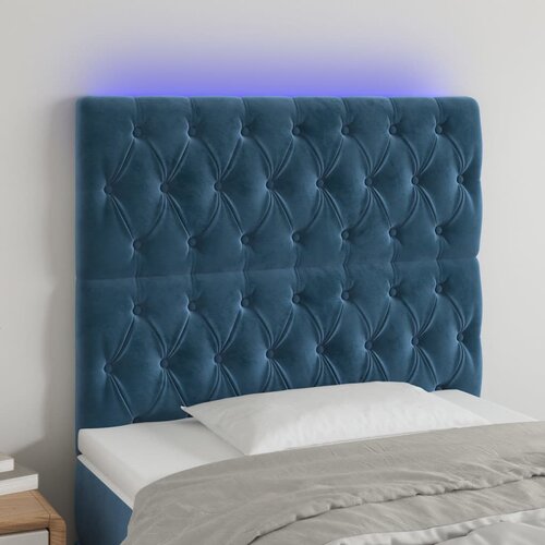 vidaXL LED posteljno vzglavje temno modro 100x7x118/128 cm žamet Cene