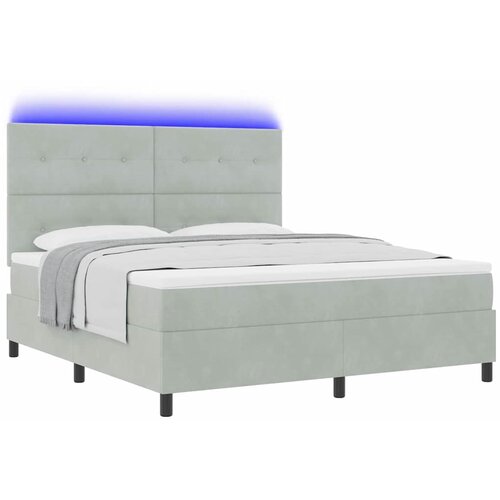  LED Box Spring Krevet Svijetlo siva 180 x 200 cm Bar&amp;scaron;un Svjetlosiva Slike