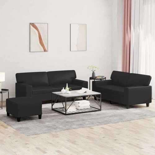  3-dijelni set sofa crna od umjetne kože Cijene