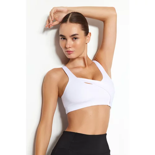 Trendyol White Medium Support/Styling Window/Cut Out Detailed Sports Bra