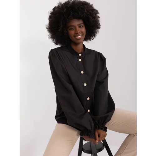 Fashion Hunters Classic black shirt with puff sleeves