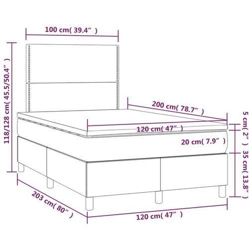  Krevet s oprugama i madracem smeđesivi 120 x 200 cm od tkanine Slike