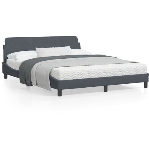 VidaXL Posteljni okvir z vzglavjem temno siv 160x200 cm žamet Slike