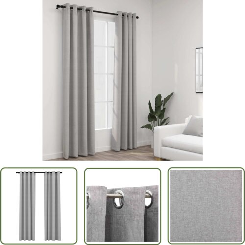  The Living Store Zatemnitvene zavese z obročki 2 kosa sive 140x245 cm - Zavesa, (21744285) Slike