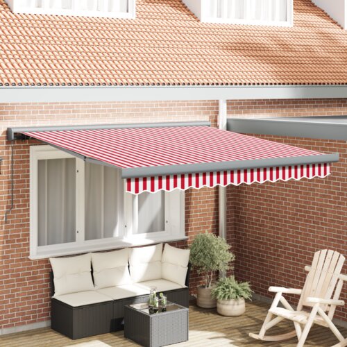 vidaXL Ručna uvlačiva tenda Crveno-bijela pruga 350x250 cm Cene