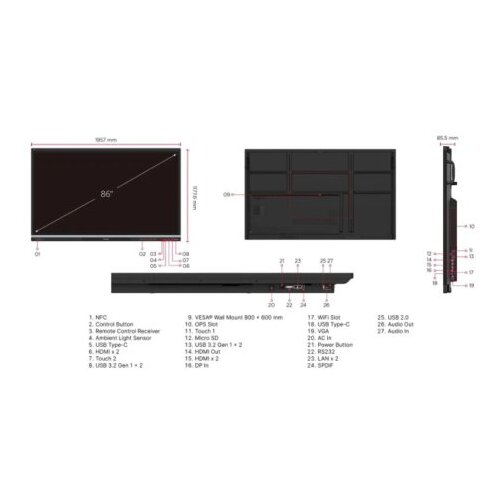 Viewsonic Interaktivan tabla 86 IFP8651 Cene