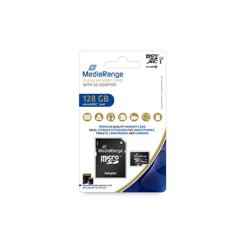Mediarange &amp;quot;CARD MicroSD 128GB UHS-1 Cl.10 inkl. Adapter&amp;quot; Slike