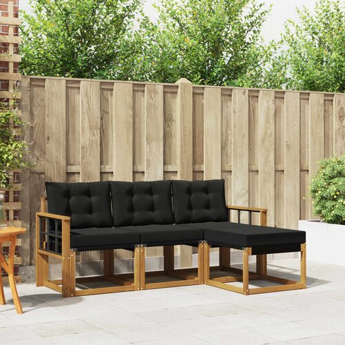  Set vanjskih sofa 4 kom. Prirodna i crna Cene