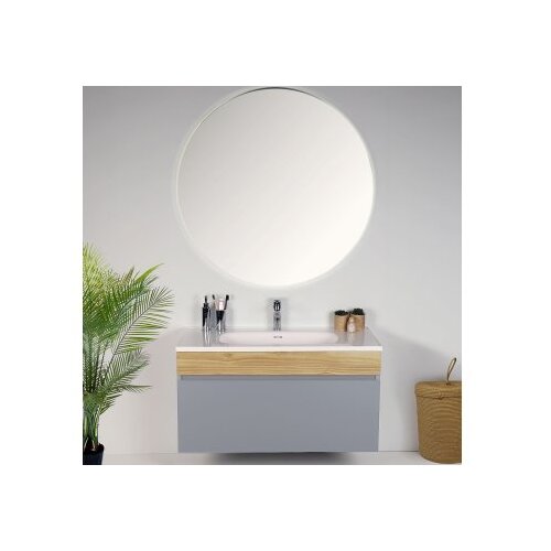 Hanah home Kupatilski ormarić sa umivaonikom i ogledalom (2 komada) Harmony Light Grey Cene