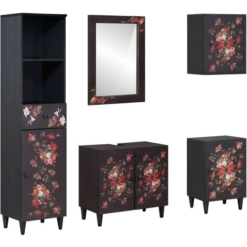 Komplet omaric za kopalnico s predalom 5 pcs Masiven les manga, (5000157079) Cene