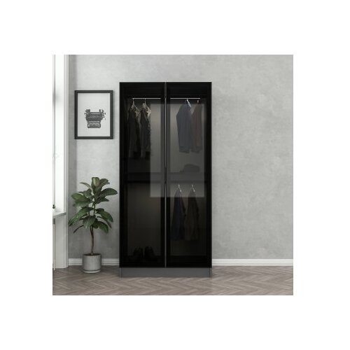 Hanah home Kale Glass Anthracite 190 Ormar, 90x190x52cm, Crni Cene