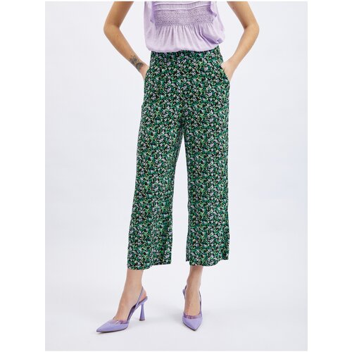 Orsay Black-Green Women Floral Shortened Pants - Women Cene