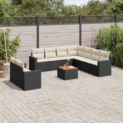  10-dijelni set vrtnih sofa s jastucima crni od poliratana Cijene