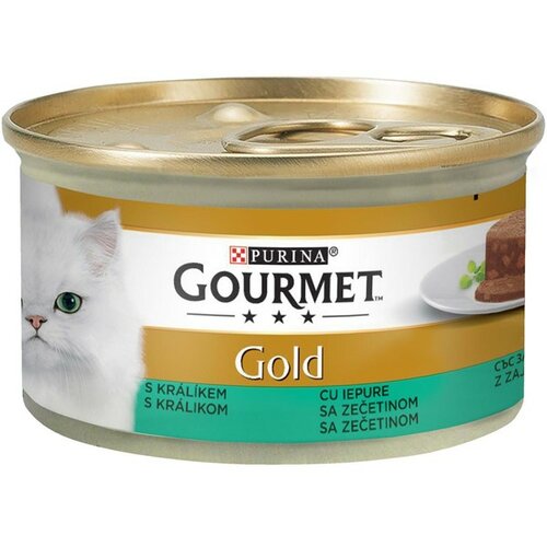 Purina gourmet gold vlažna hrana za mačke komadići u pateu zečetina 85 g Slike