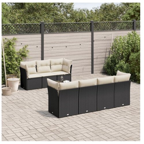 vidaXL 8-dijelni set vrtnih sofa od poliratana s jastucima crni Cijene