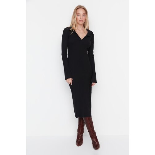 Trendyol Black Maxi Fake Knitwear Knitted Dress Slike