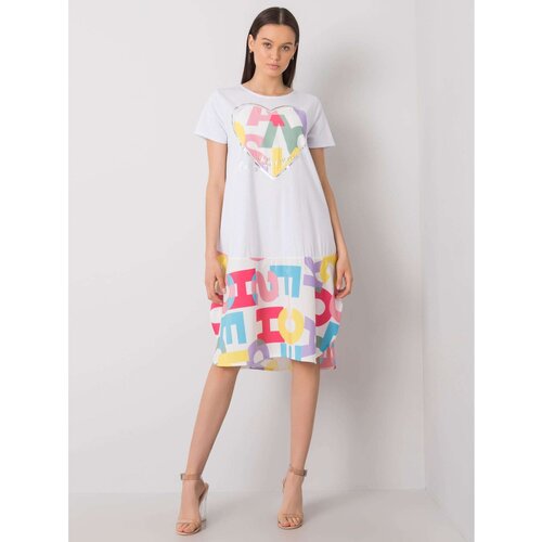 Fashion Hunters White loose dress with prints Slike