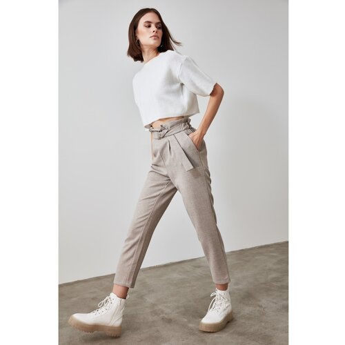 Trendyol Gray Lacing Detail Trousers Cene