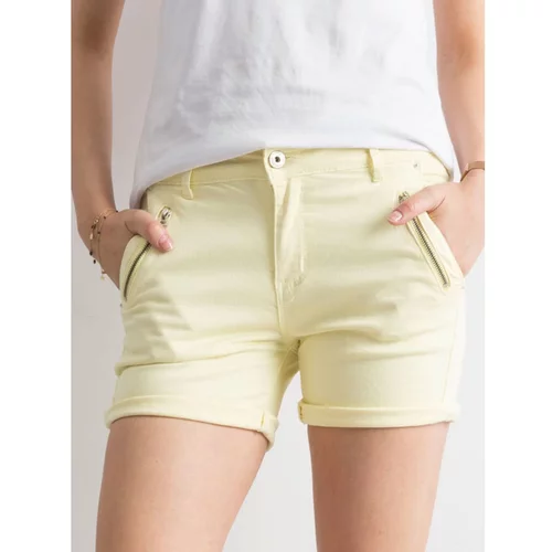 Fashionhunters Light yellow denim shorts
