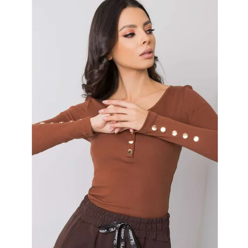 Fashion Hunters RUE PARIS Brown blouse with buttons