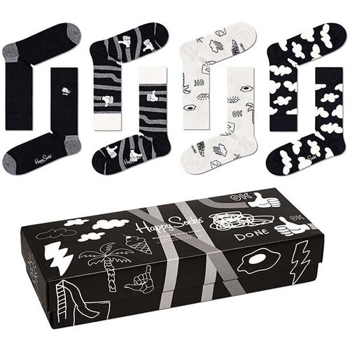 Happy Socks muške čarape lfs XBWH09_9100 4-PACK black and white socks gift set Slike