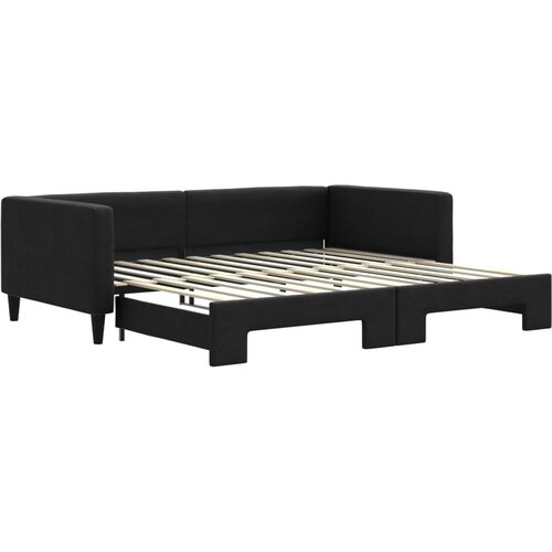  Dnevni krevet na razvlačenje crni 100 x 200 cm od tkanine Slike