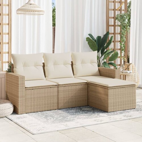 VidaXL 4-dijelni set vrtnih sofa s jastucima bež od poliratana Slike