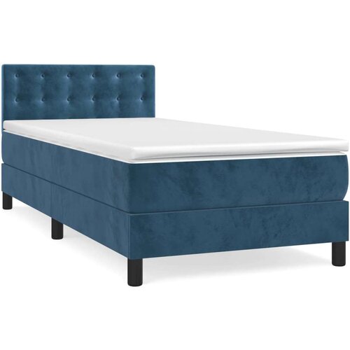VidaXL Box spring krevet s madracem tamnoplavi 90x200 cm bar&amp;scaron;unasti Slike