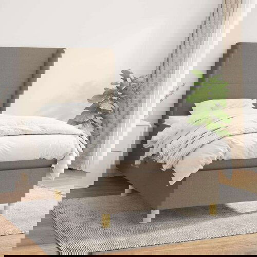  Box spring postelja z vzmetnico taupe 90x190 cm blago, (20791313) Cene