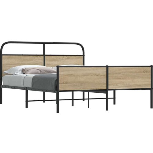 vidaXL Kovinski posteljni okvir brez vzmetnice dimljen hrast 180x200cm Cene
