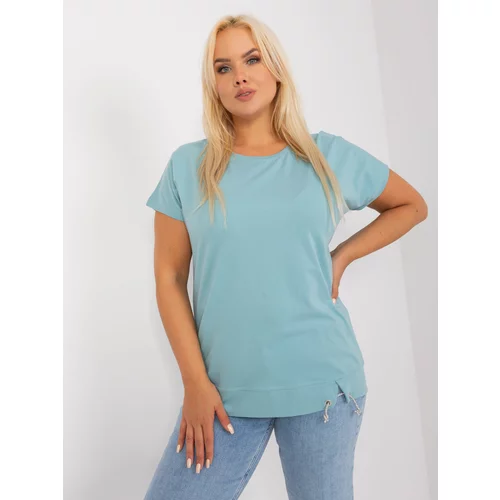 Fashion Hunters Pistachio blouse of larger size with short sleeves