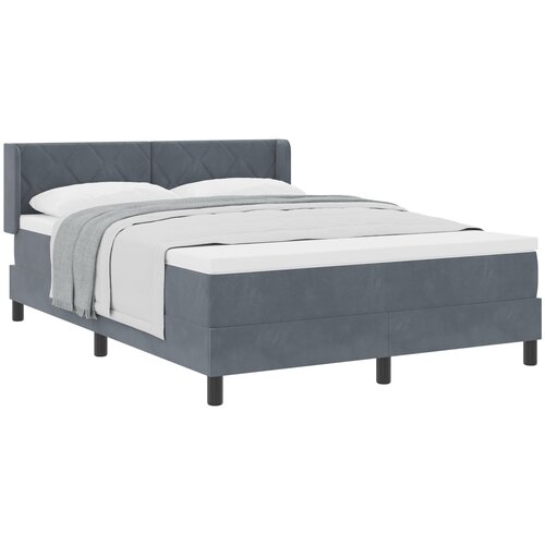vidaXL Box Spring postelja z vzmetnico temno siva 160x200 cm žamet Cene