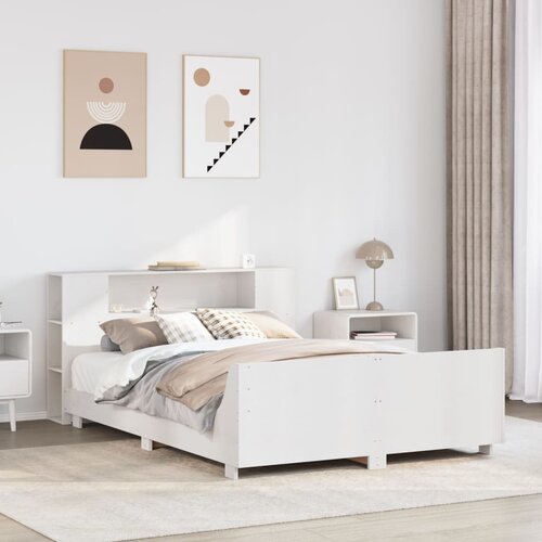 vidaXL Posteljni okvir brez vzmetnice bel 140x200 cm trdna borovina Cene