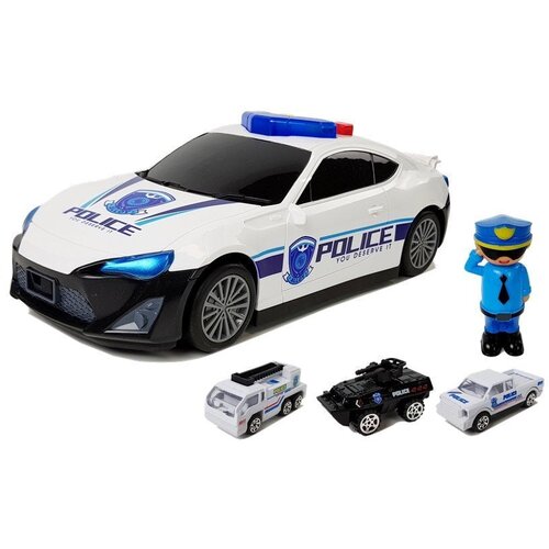  Policijski auto za igru sa malom figurom policajca - bijeli Slike