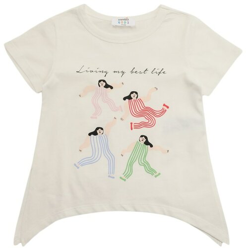 Trendyol Ecru Printed Girl Knitted T-Shirt Slike