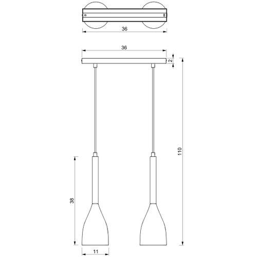  Luster na sajli MUZA 2xE27/60W/230V Slike
