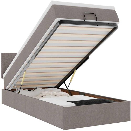 vidaXL Otomanski posteljni okvir z vzmetnico taupe 80x200 cm blago Cene